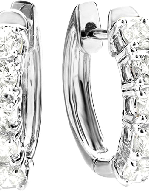 Load image into Gallery viewer, 1-5 Carat Five Stone Diamond Hoop Huggie Earrings 14K Gold Ultra Premium Collection
