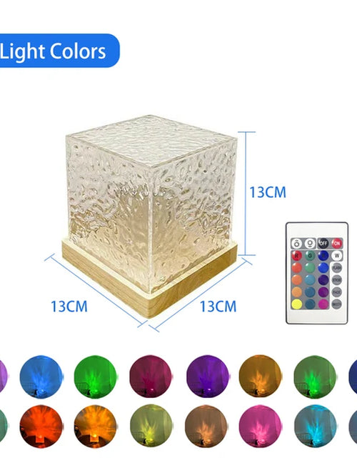 Load image into Gallery viewer, Dynamic Rotating Water Ripple Projector Night Light 3/16 Colors Flame Crystal Lamp for Living Room Study Bedroom Rotating Light
