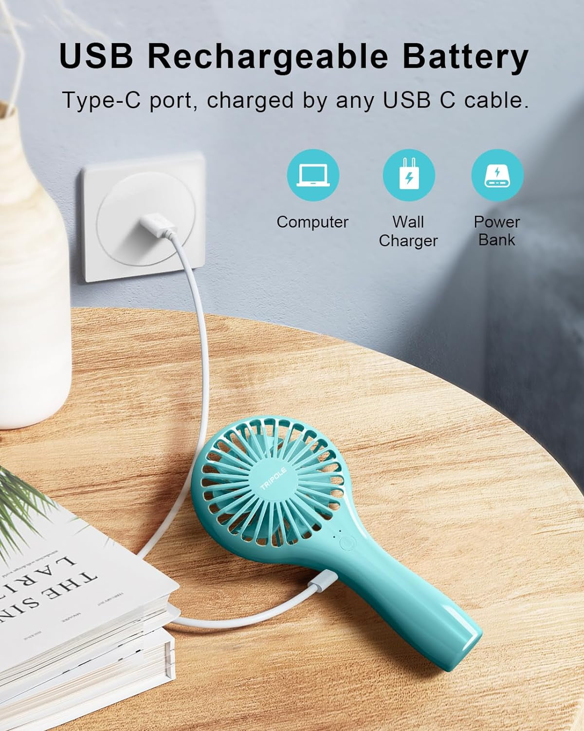 Mini Handheld Fan Battery Operated Small Personal Portable Fan Speed Adjustable USB Rechargeable Fan Cute Design Powerful Eyelash Fan for Stylish Kids Girls Women Men Indoor Outdoor Travelling