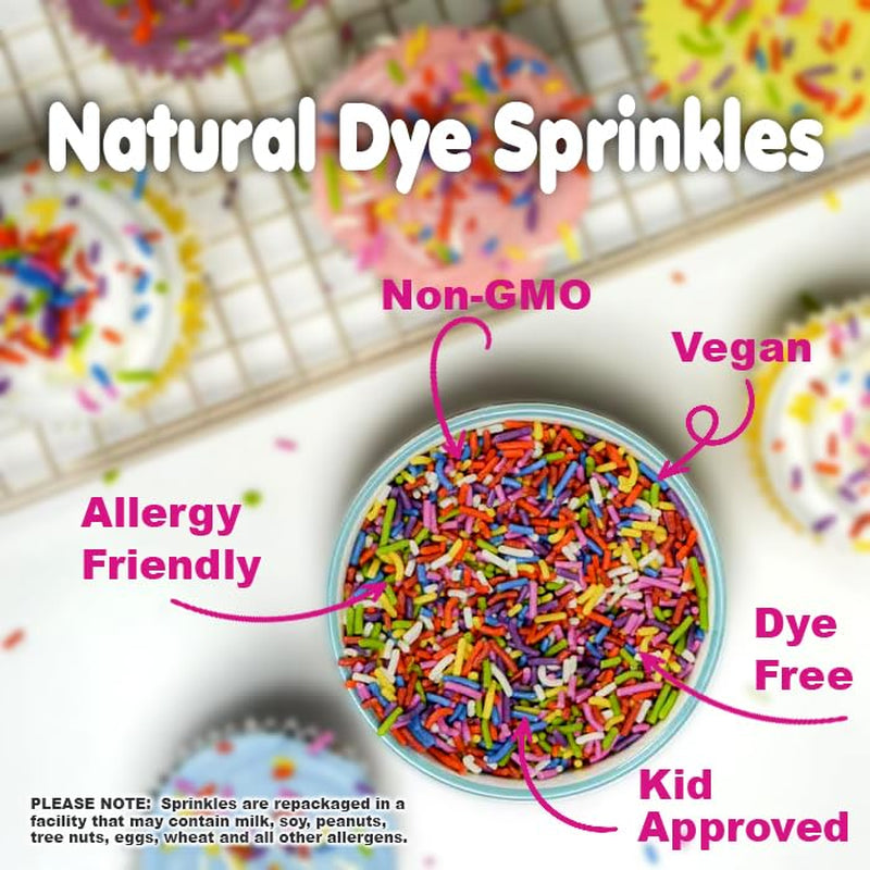 All NATURAL Sprinkles Rainbow - Rainbow Sprinkles with NO ARTIFICIAL COLORS, VEGAN, SOY FREE, EGG FREE - Carnival Sprinkles in Resealable Container, 1.6 LB Bulk Candy