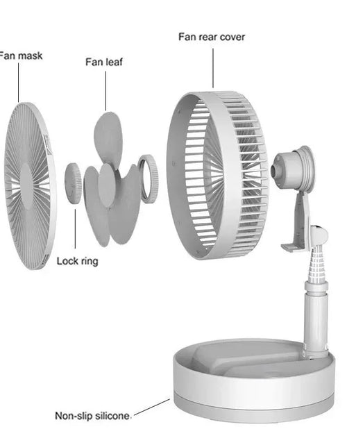 Load image into Gallery viewer, 7200Mah USB Rechargeable Portable Folding Fan Floor Low Noise Fan for Outdoor Home Wireless Fan 4 Speed Camping Portable Fan
