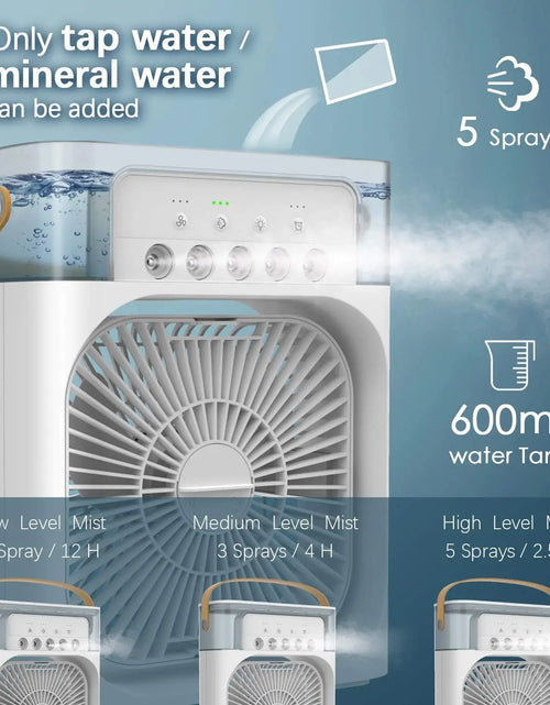 Load image into Gallery viewer, Portable Humidifier Fan Air Conditioner Household Small Air Cooler Hydrocooling Portable Air Adjustment for Office 3 Speed Fan
