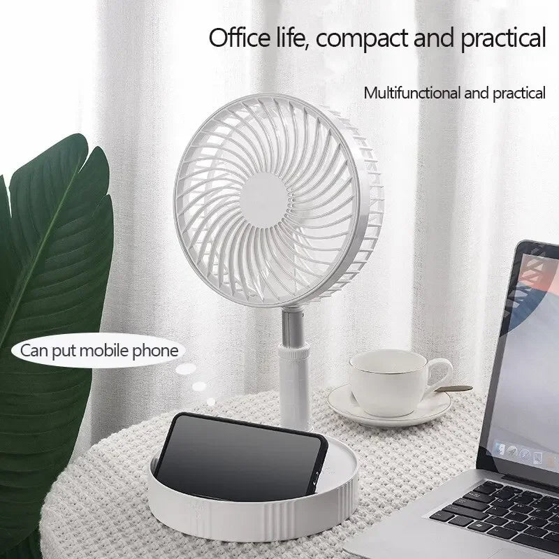 7200Mah USB Rechargeable Portable Folding Fan Floor Low Noise Fan for Outdoor Home Wireless Fan 4 Speed Camping Portable Fan