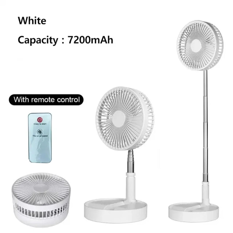 7200Mah USB Rechargeable Portable Folding Fan Floor Low Noise Fan for Outdoor Home Wireless Fan 4 Speed Camping Portable Fan