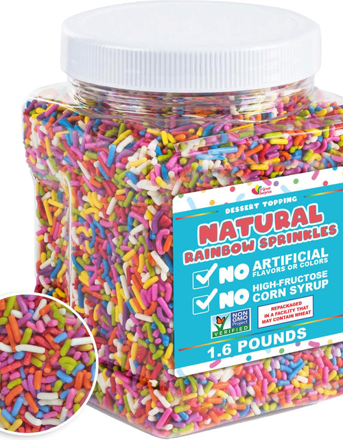 Load image into Gallery viewer, All NATURAL Sprinkles Rainbow - Rainbow Sprinkles with NO ARTIFICIAL COLORS, VEGAN, SOY FREE, EGG FREE - Carnival Sprinkles in Resealable Container, 1.6 LB Bulk Candy
