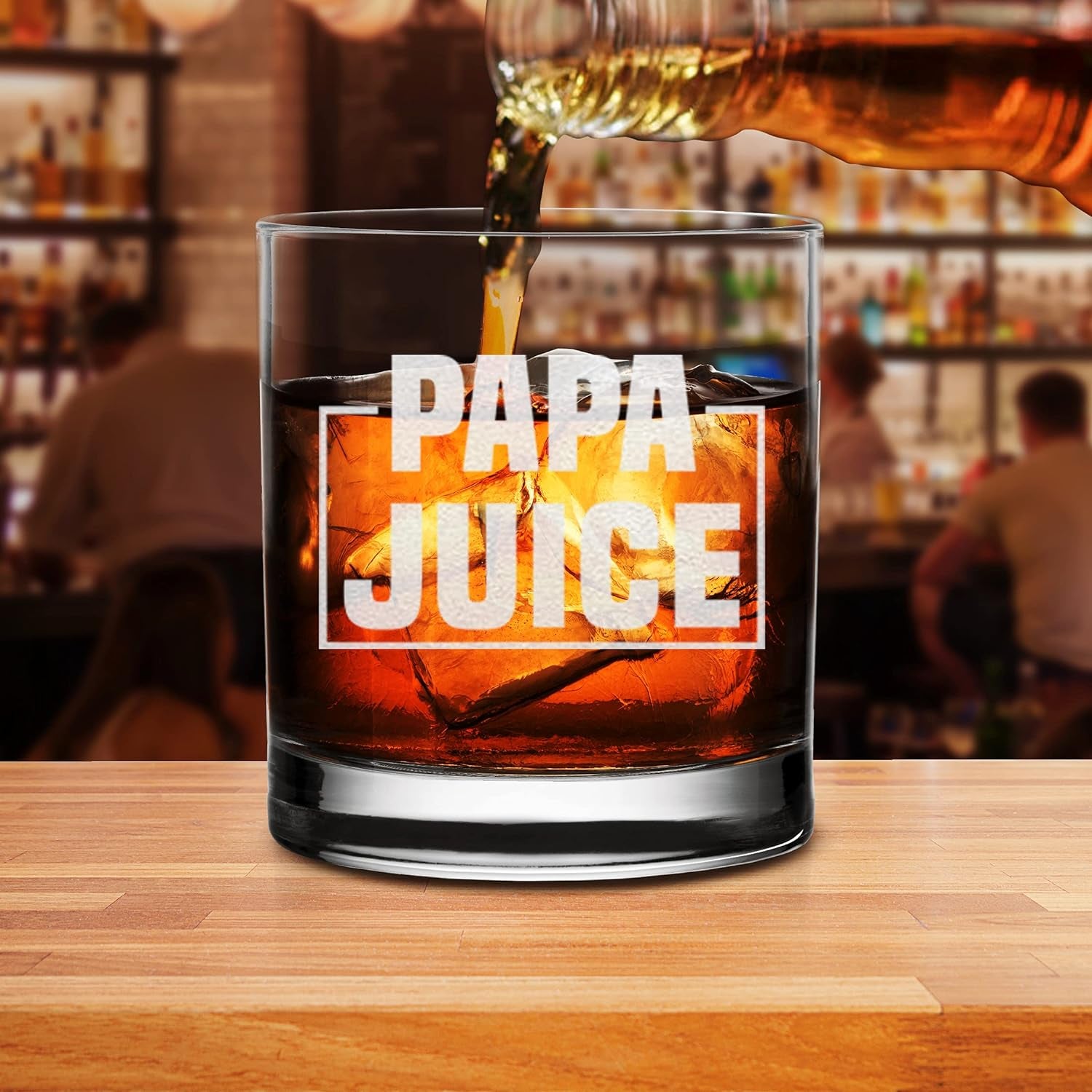 Papa Juice Whiskey Glass - Funny Birthday Retirement Fathers Day Gift for Grandpa Papa