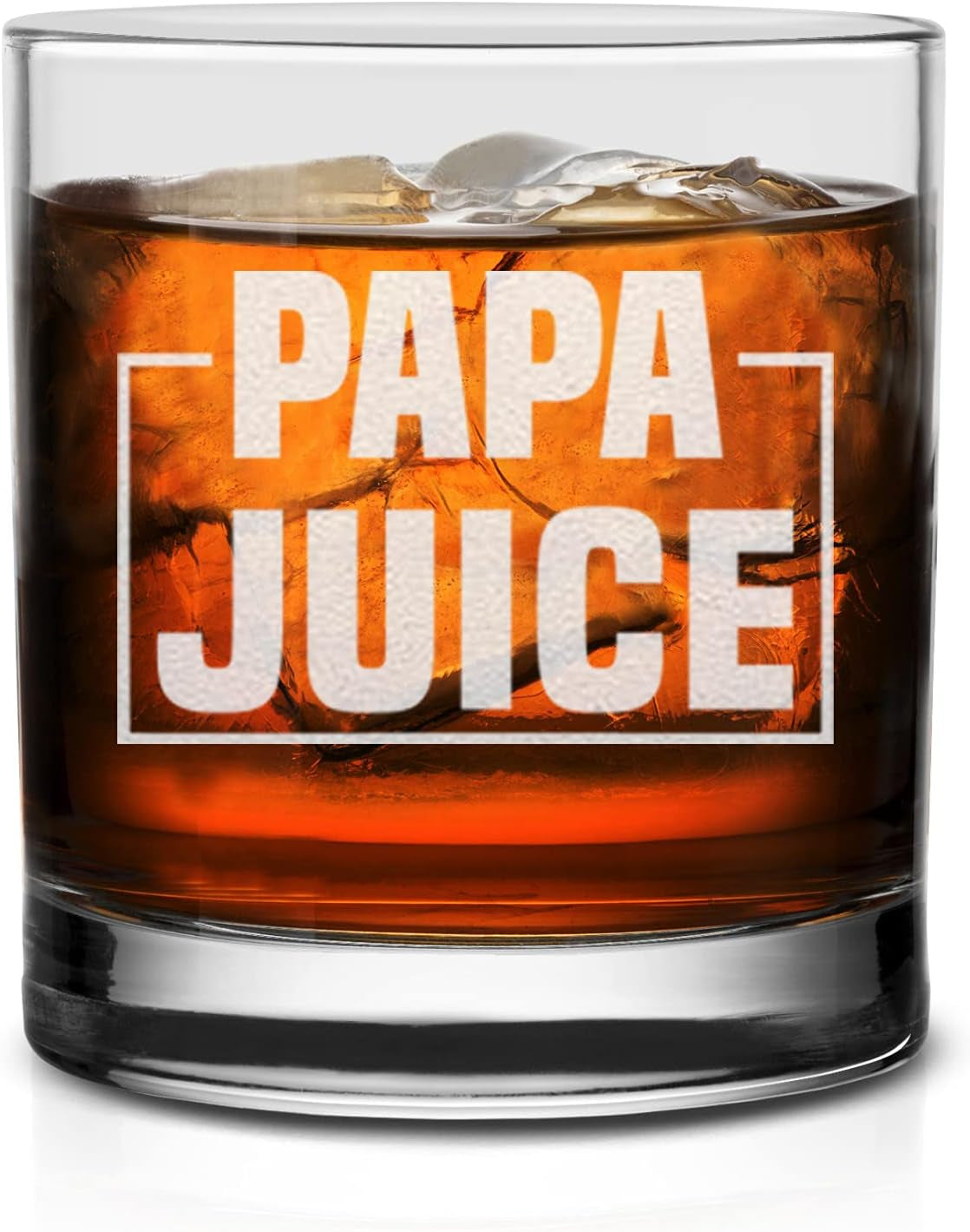 Papa Juice Whiskey Glass - Funny Birthday Retirement Fathers Day Gift for Grandpa Papa