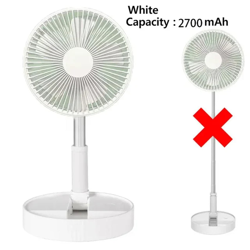 7200Mah USB Rechargeable Portable Folding Fan Floor Low Noise Fan for Outdoor Home Wireless Fan 4 Speed Camping Portable Fan