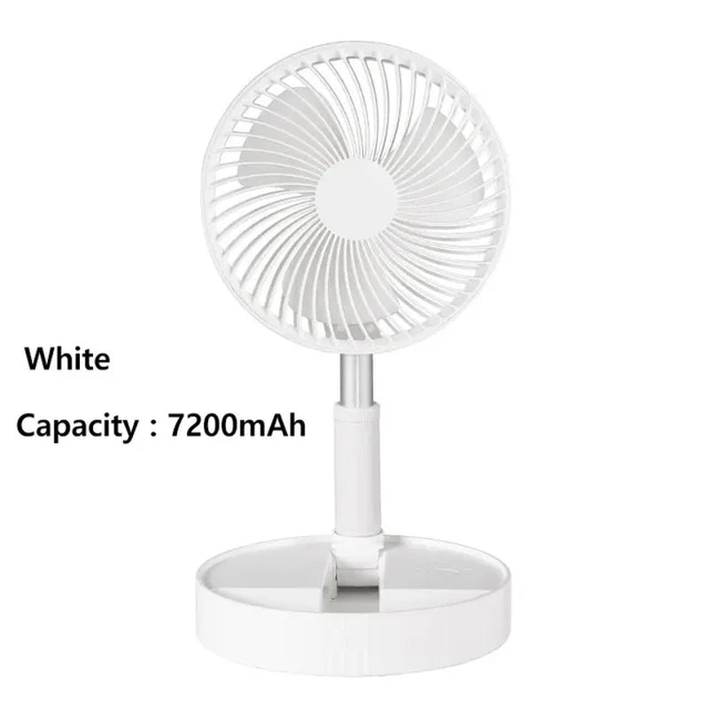 7200Mah USB Rechargeable Portable Folding Fan Floor Low Noise Fan for Outdoor Home Wireless Fan 4 Speed Camping Portable Fan