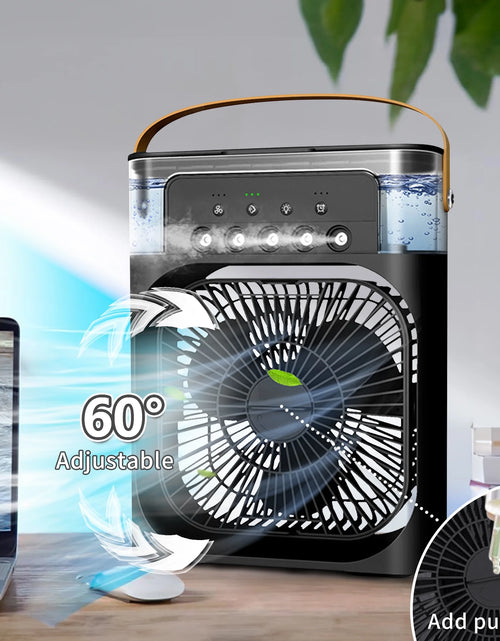 Load image into Gallery viewer, Portable Air Conditioner,  3-IN-1 Personal Air Cooler, 3 Speeds, 7-Color Night Light, USB Powered Small Cooling Fan, Mini Evaporative Air Cooler for Room Desk Car, Black
