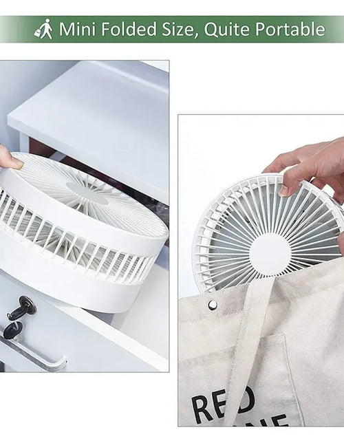 Load image into Gallery viewer, 7200Mah USB Rechargeable Portable Folding Fan Floor Low Noise Fan for Outdoor Home Wireless Fan 4 Speed Camping Portable Fan
