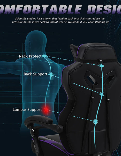 Load image into Gallery viewer, Purple Gaming Chair Reclining Computer Chair with Footrest High Back Gamer Chair with Massage Large Computer Gaming Chair Racing Style Chair for Gaming Big and Tall Gaming Chairs for Adult
