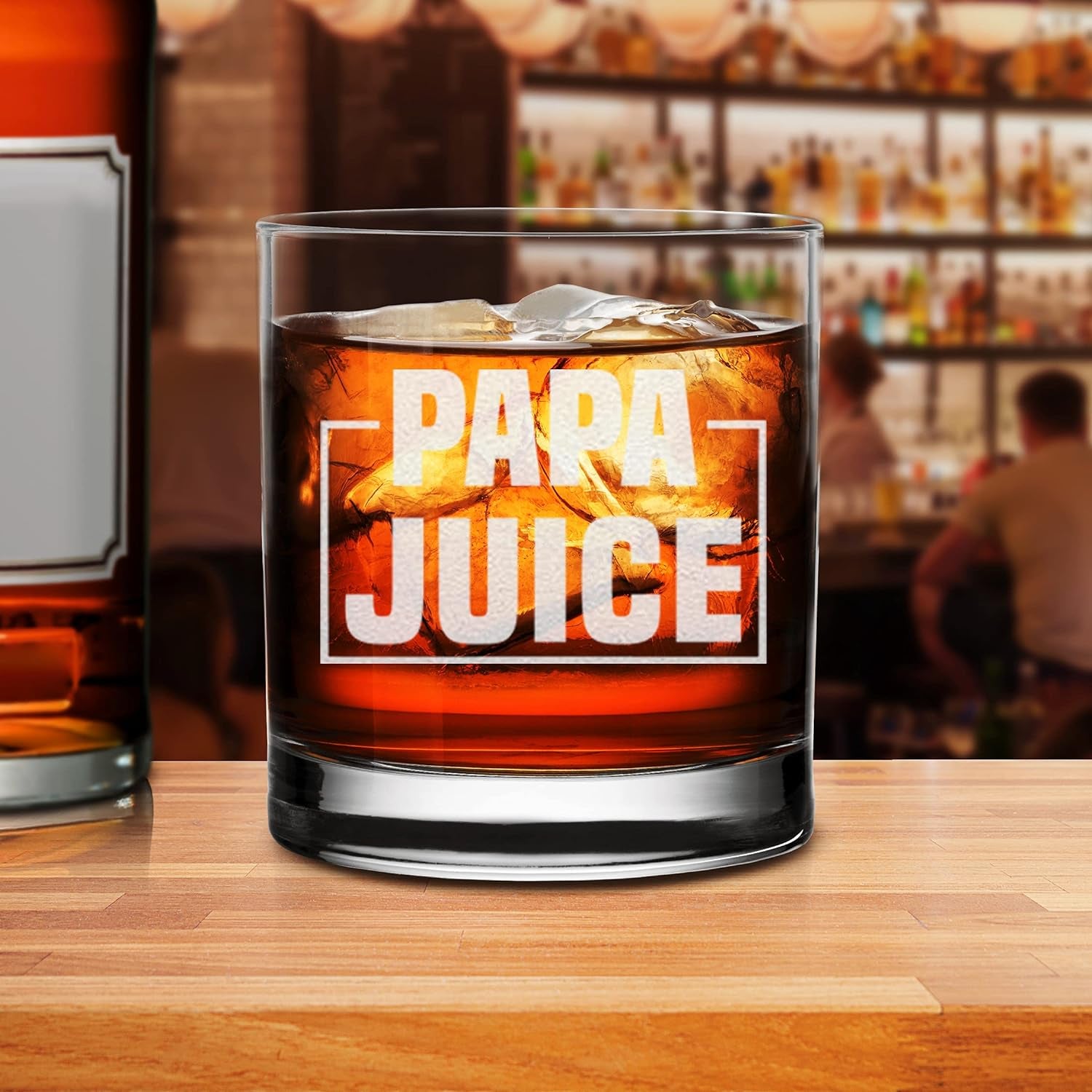 Papa Juice Whiskey Glass - Funny Birthday Retirement Fathers Day Gift for Grandpa Papa