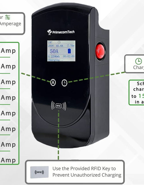 Load image into Gallery viewer, 50 Amp - PRIMECOM.TECH Level-2 Smart Electric Vehicle Home Charging Station 220 Volt for Tesla and All EV Brands 30&#39; Feet Length (25 Feet, NEMA 14-50P)
