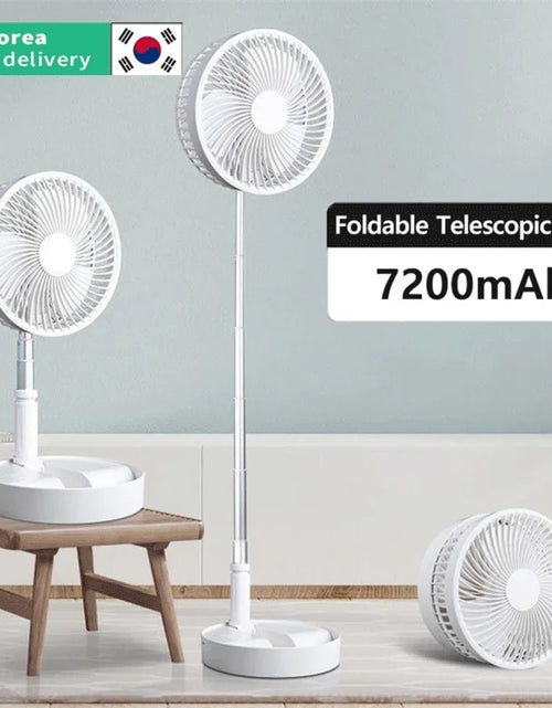 Load image into Gallery viewer, 7200Mah USB Rechargeable Portable Folding Fan Floor Low Noise Fan for Outdoor Home Wireless Fan 4 Speed Camping Portable Fan
