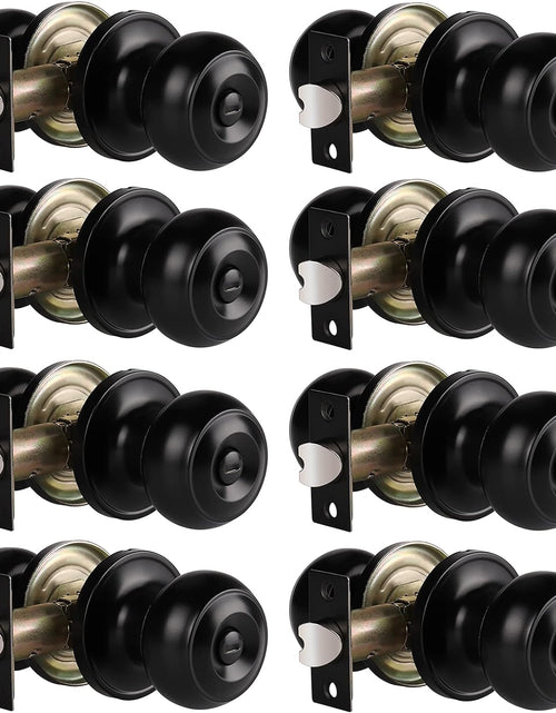 Load image into Gallery viewer, 8 Pack Privacy Door Knobs for Bed/Bath Matte Black Finished, Keyless Interior Door Locksets, Universal for Right/Left Handing Doors
