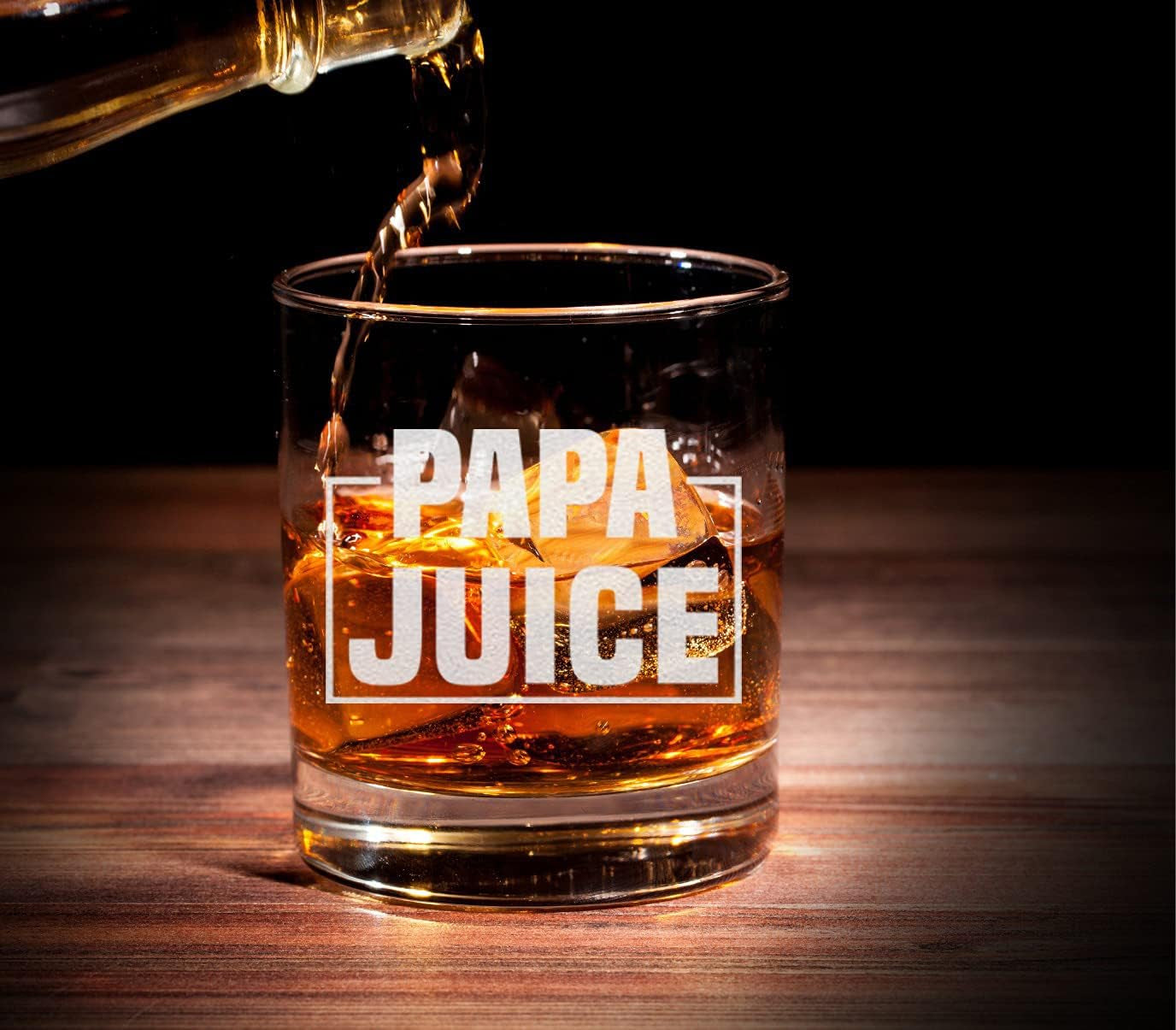 Papa Juice Whiskey Glass - Funny Birthday Retirement Fathers Day Gift for Grandpa Papa